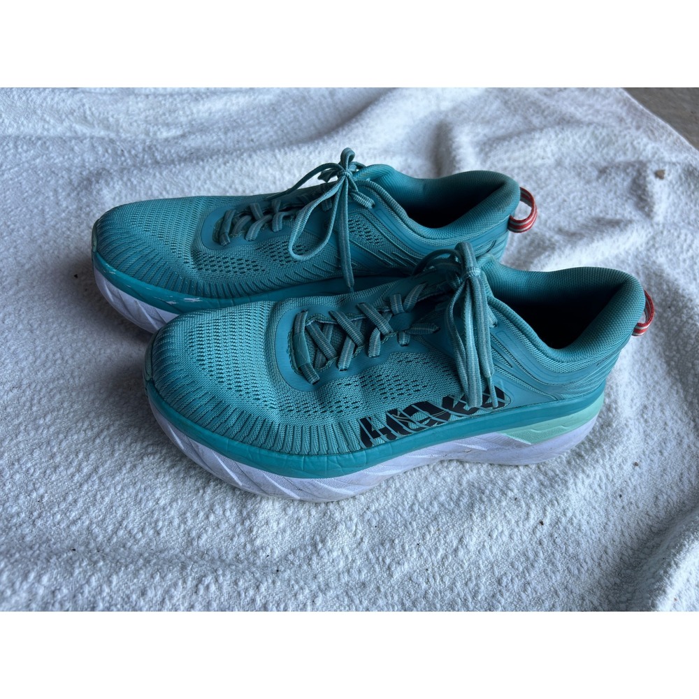Hoka One One Bondi 7 Teal Aqua Blue Running Shoes Womens 8.5